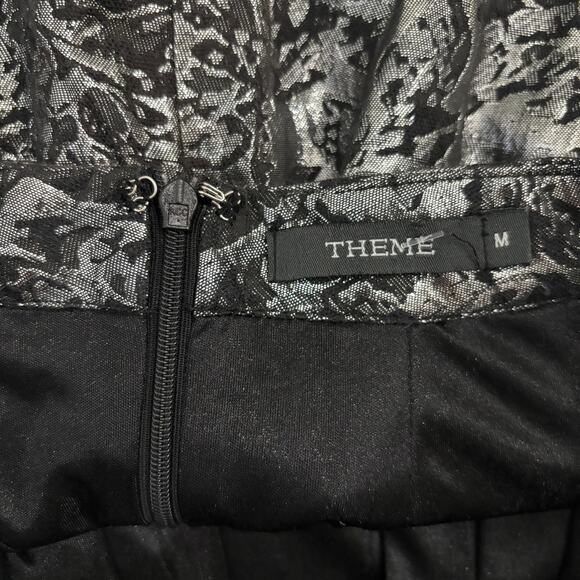 Metallic brocade Theme size small pleated m a line miniskirt pockets mod gothic - Picture 5 of 7